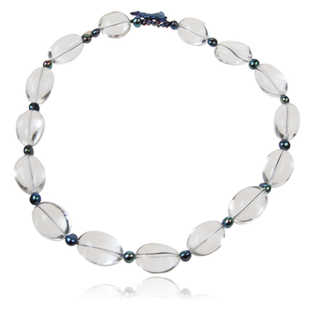 Black Freshwater Pearl & Rock Crystal 'Boulder' Necklace