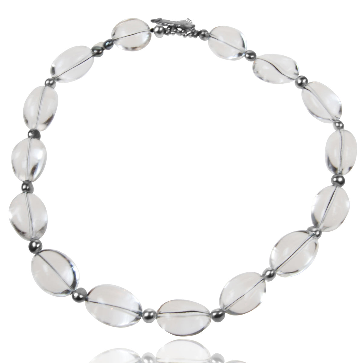 Grey Freshwater Pearl &amp; Rock Crystal &#39;Boulder&#39; Necklace
