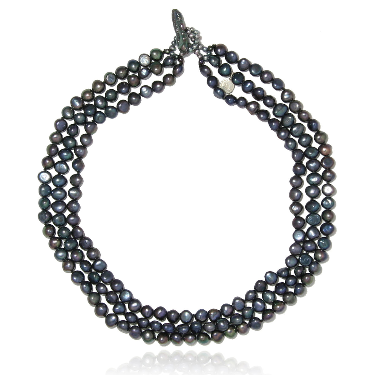 Black Biwa Pearl 3 Strand &#39;Classic&#39; Necklace
