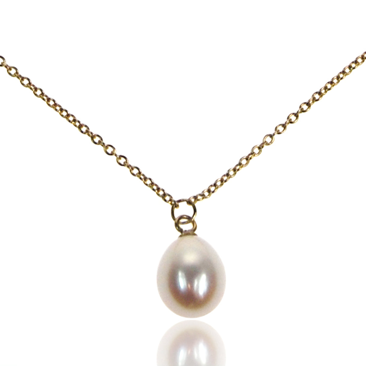 White Freshwater Pearl &#39;Simple&#39; 18ct Gold Pendant