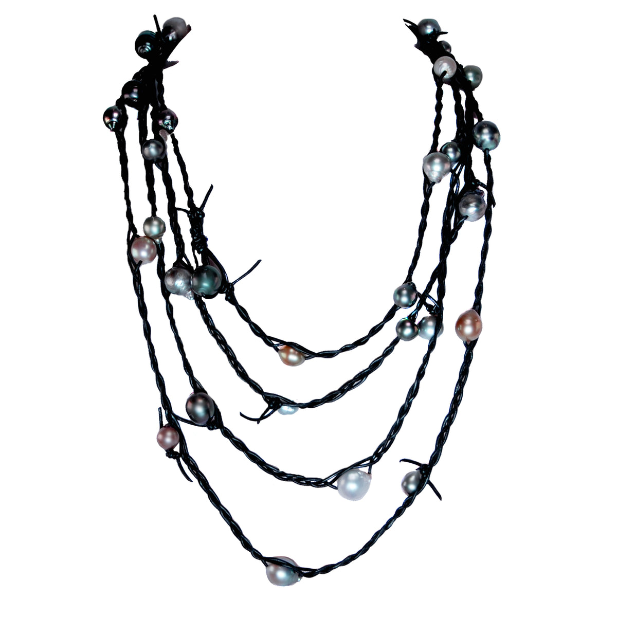 Black-Grey Tahitian Pearl &#39;Warrior&#39; Rope Necklace