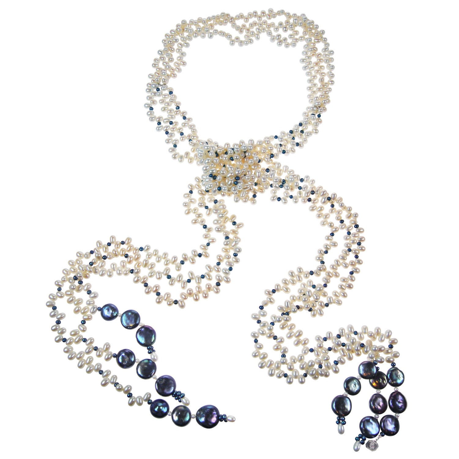 Morse Code' Droplet Pearl Lariat Necklace