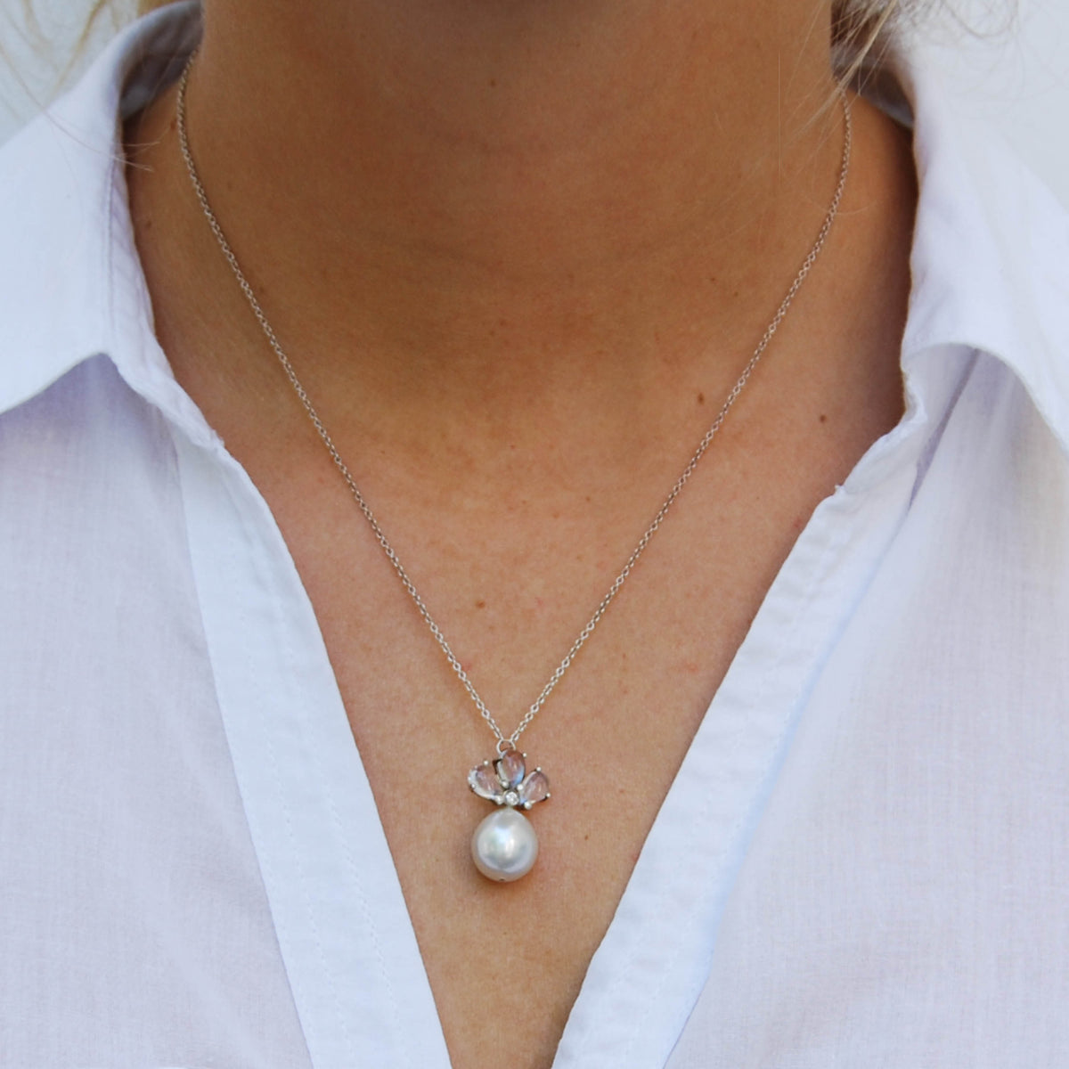 White South Sea Pearl & Moonstone Pendant