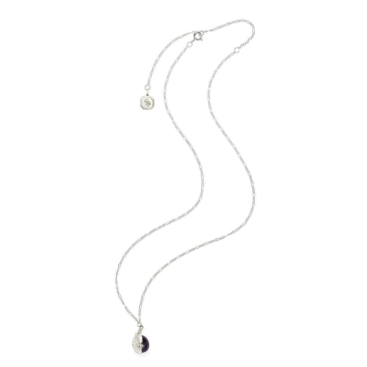 Black Freshwater Pearl &#39;Back To Basics&#39; Simple Silver Pendant