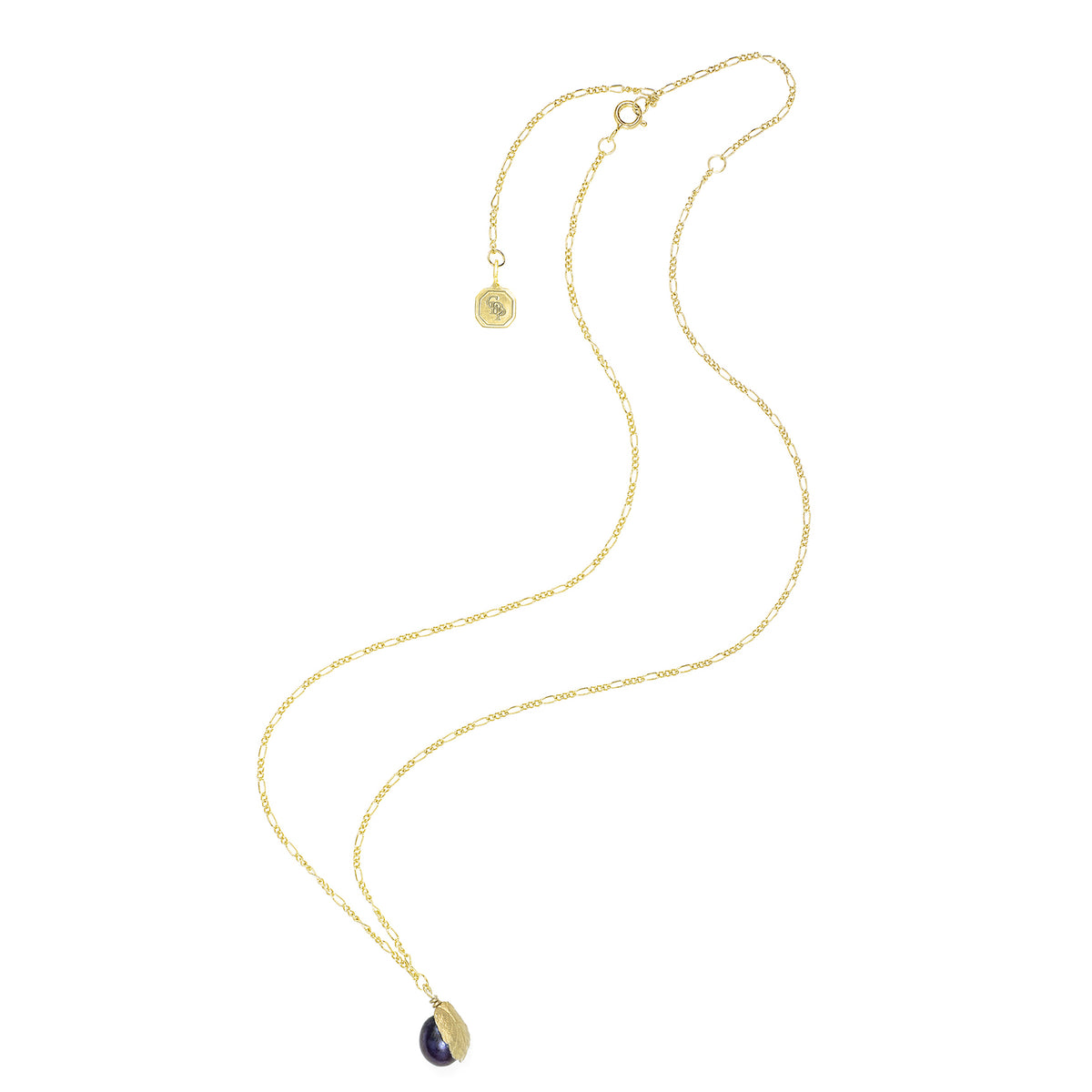 Black Freshwater Pearl &#39;Back To Basics&#39; Simple Gold Plated Pendant