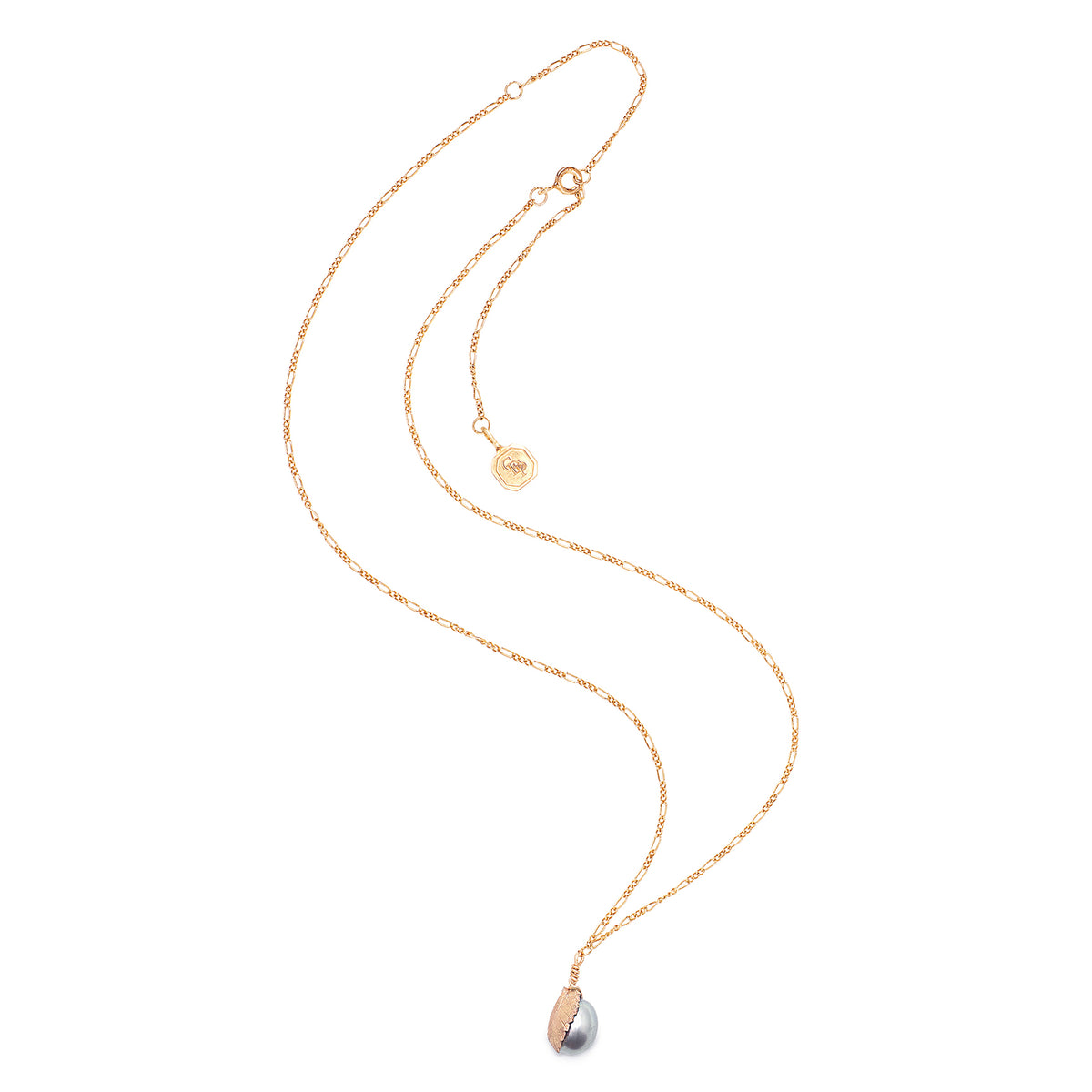 Grey Freshwater Pearl &#39;Back To Basics&#39; Simple Rose Gold Plated Pendant