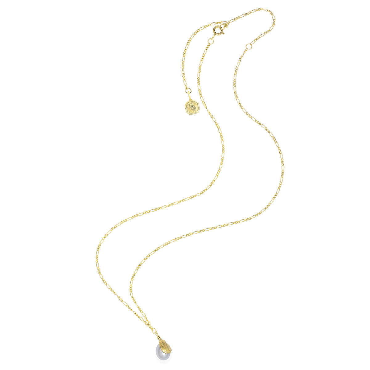 Grey Freshwater Pearl &#39;Back To Basics&#39; Simple Gold Plated Pendant