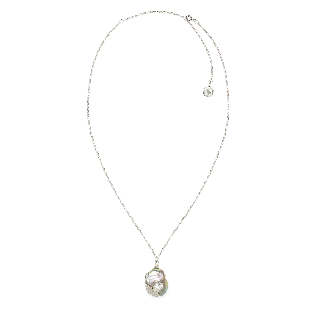 Grey Baroque Freshwater Pearl &#39;Back To Basics&#39; Silver Pendant