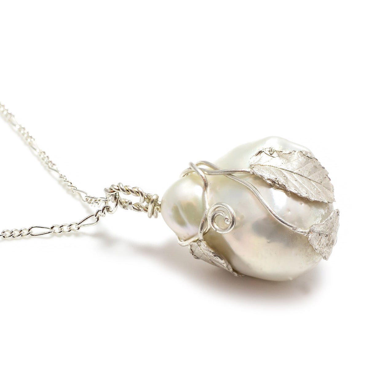 White Baroque Freshwater Pearl &#39;Back To Basics&#39; Silver Pendant