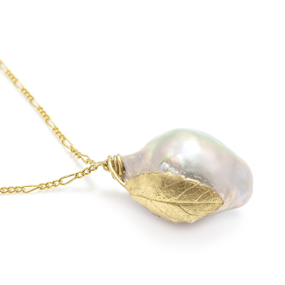 Grey Baroque Freshwater Pearl &#39;Back To Basics&#39; Boulder Gold Plated Pendant