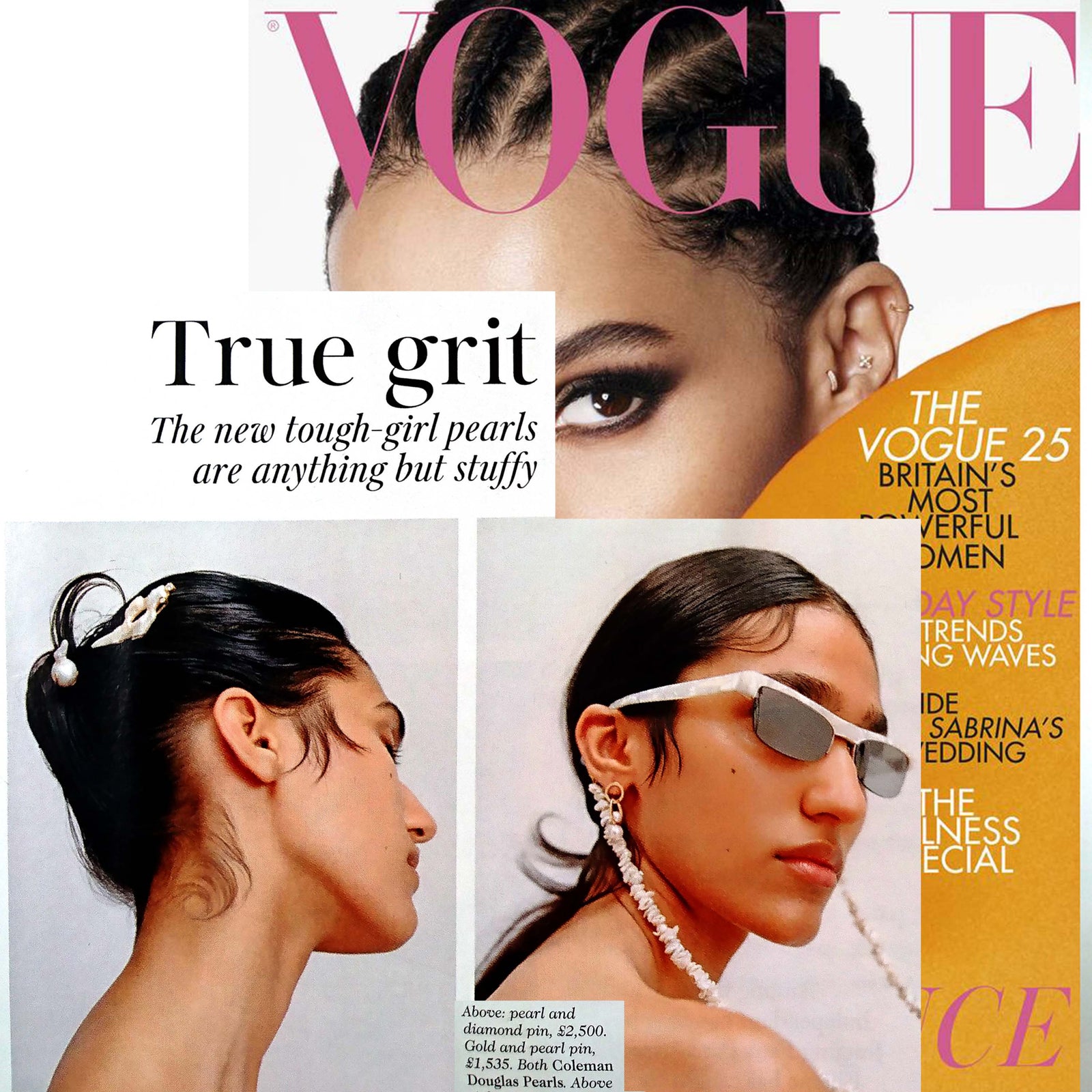 Fish Shape Biwa Pearl And Diamond Pin