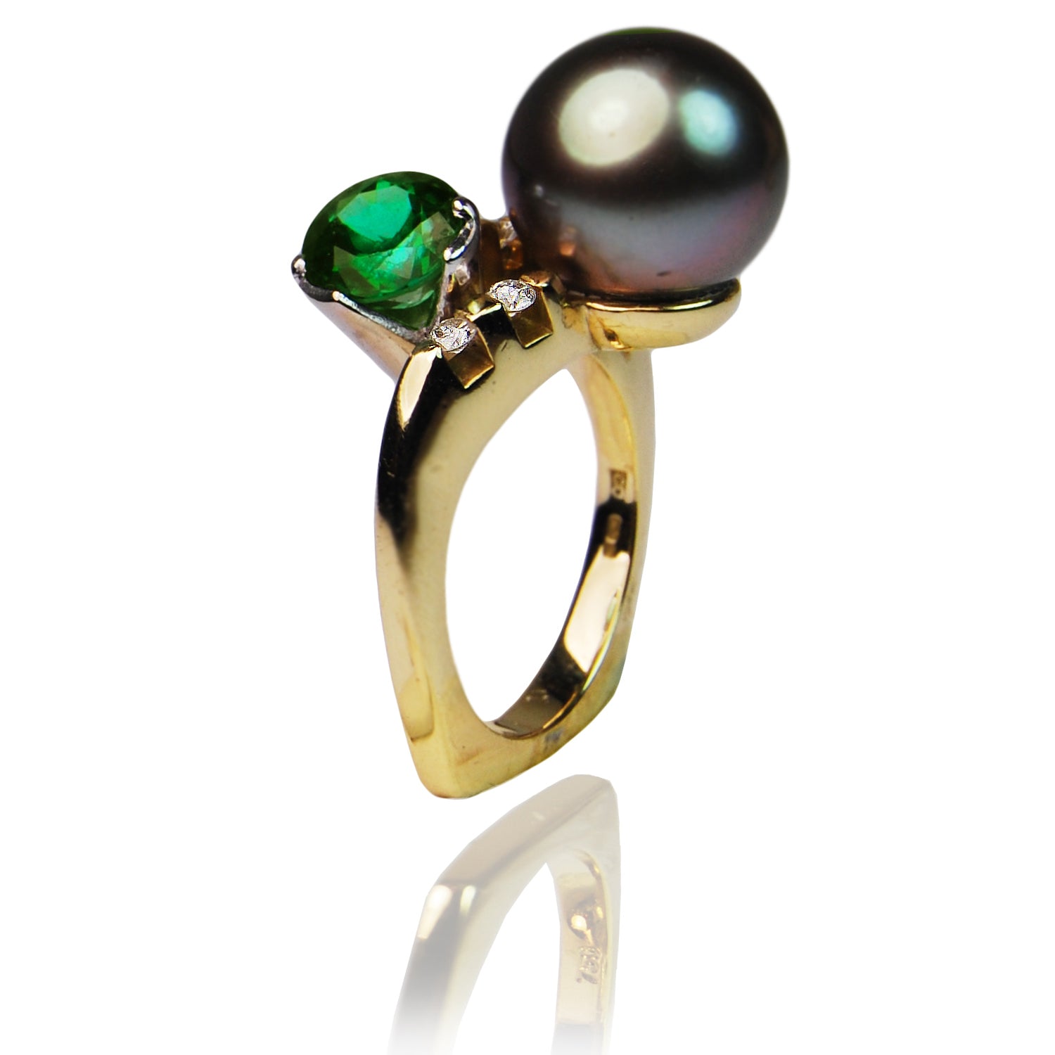 Diamond Tahitian Black Pearl Ring in 14K Gold – Boylerpf