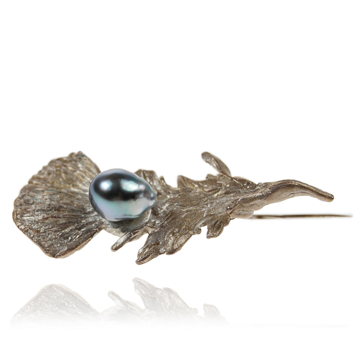Black Tahitian Pearl &amp; Thistle Tie Pin