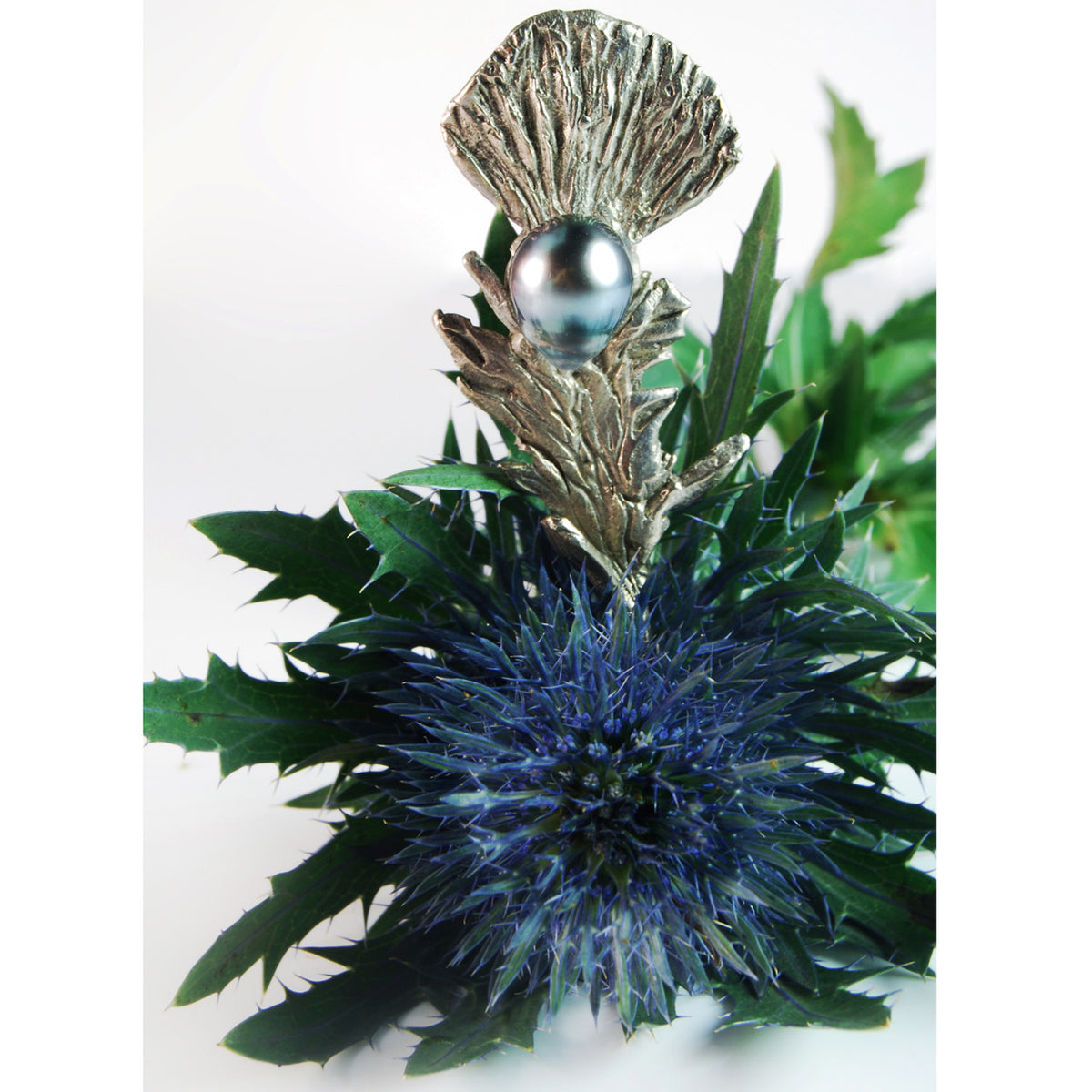 Silver Thistle and Pearl Pin