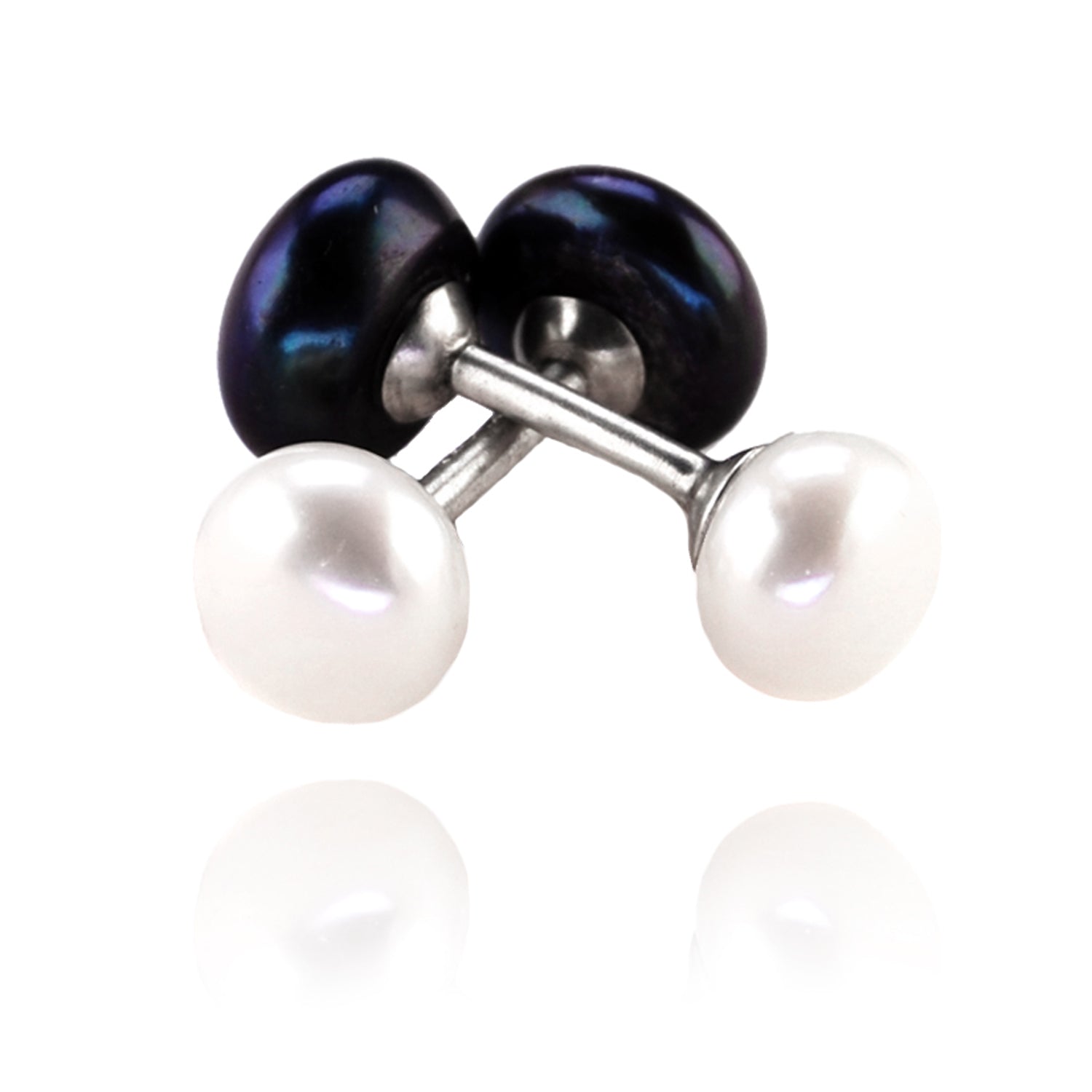 Solid  Silver Bar Freshwater Pearl Cufflinks
