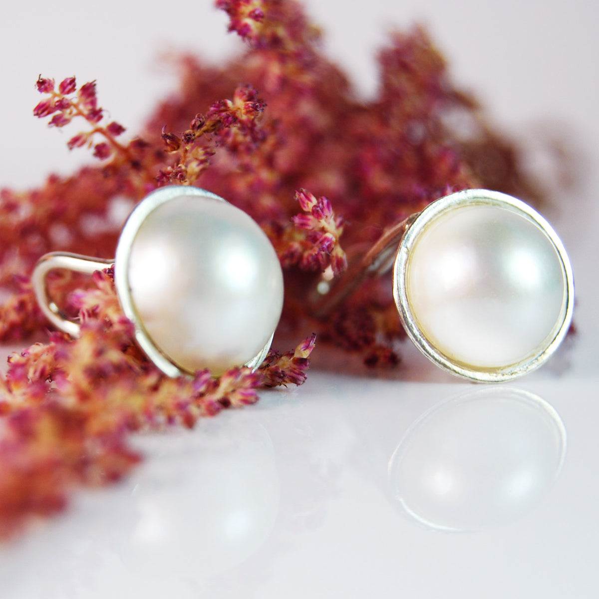 Mabe Pearl Stud on Sterling Silver