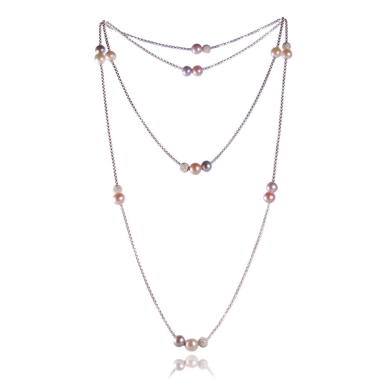 Three Tone Freshwater Pearl With Shimmering Moveable Beads