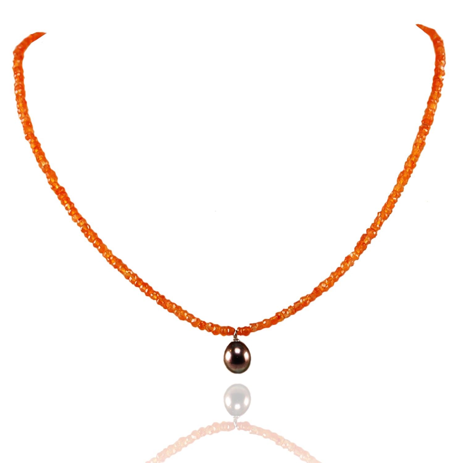 Cornelian Necklace with Freshwater Pearl Drop