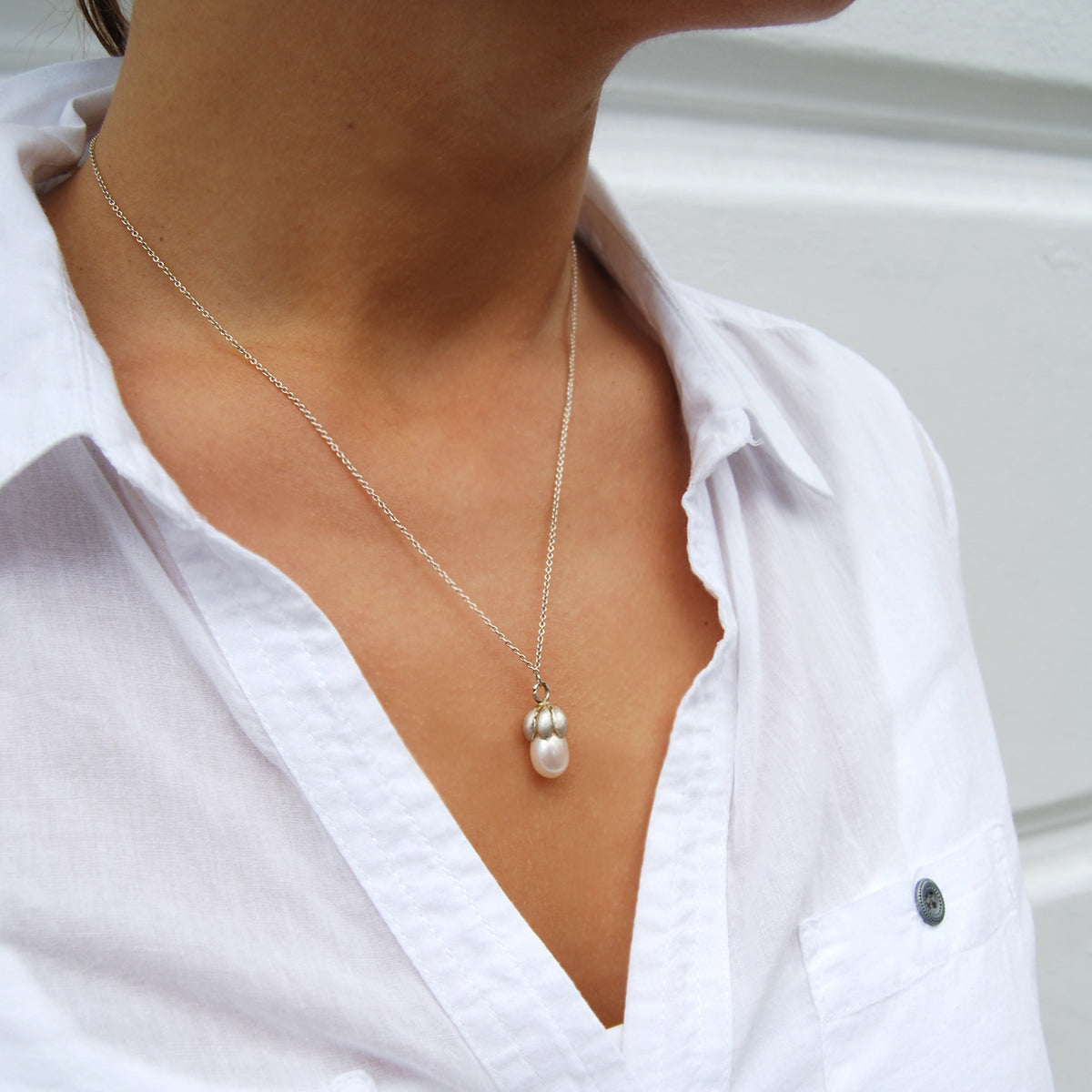 White Freshwater Pearl 'Bud' Pendant