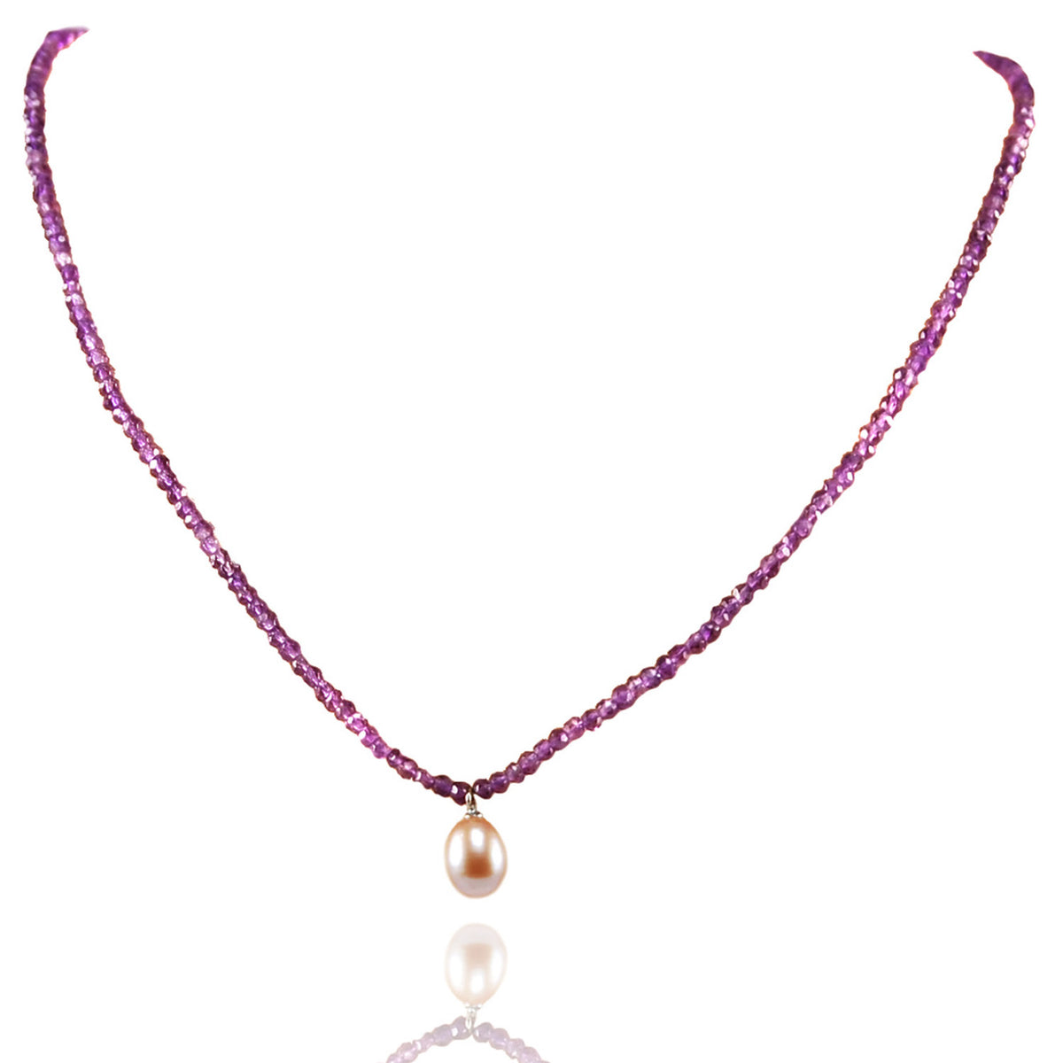 Amethyst Necklace with Freshwater Pearl Drop