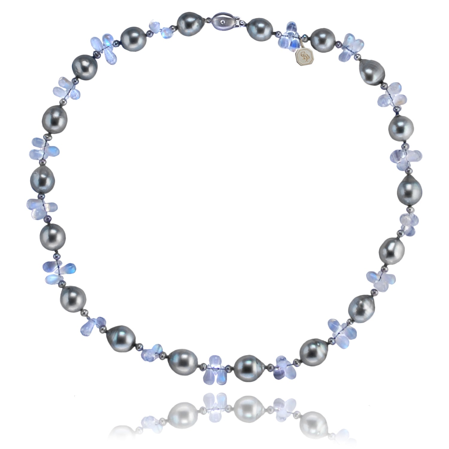 Tahitian  pearl and Rainbow Moonstone necklace