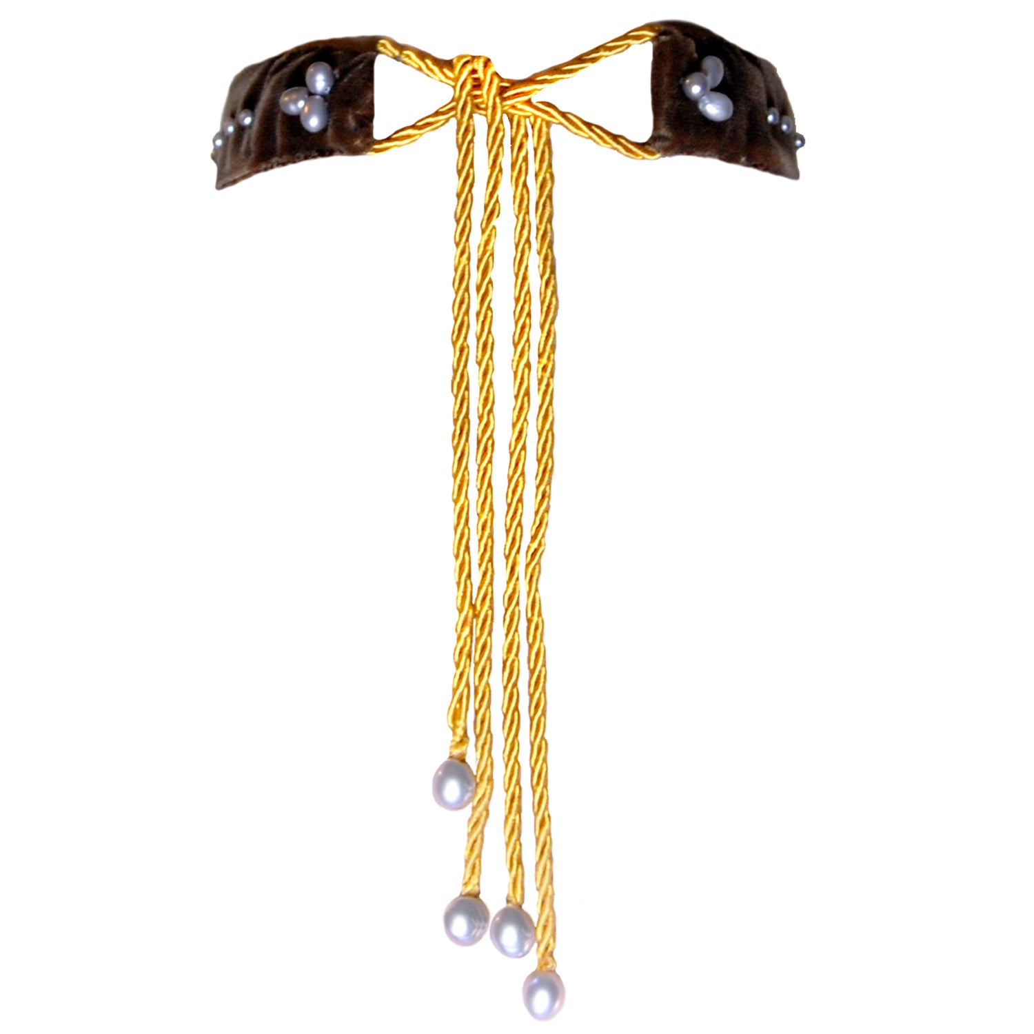 New Thin Velvet Choker with Freshwater Pearls