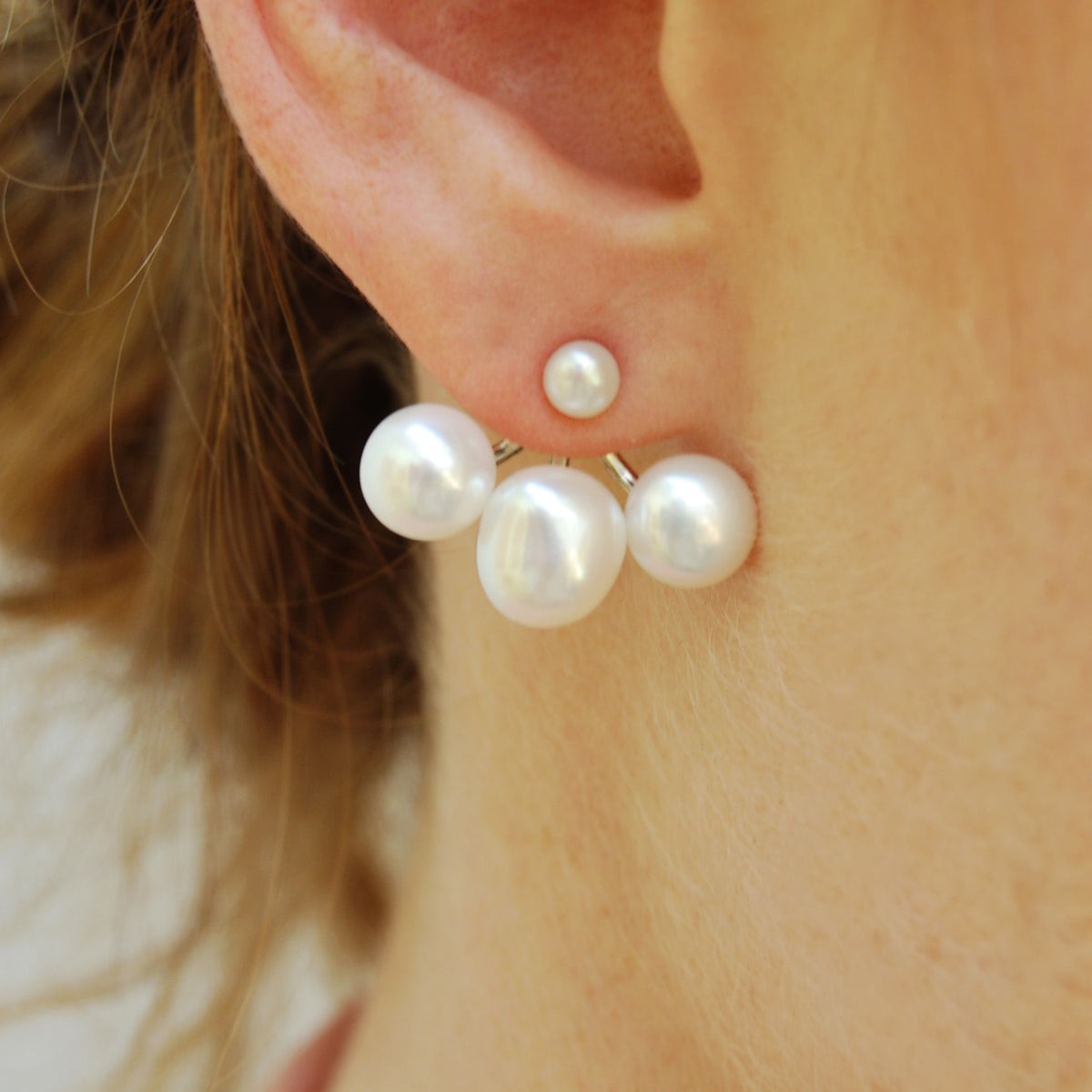 White Freshwater Pearl &#39;Cuff&#39; Earring Jackets